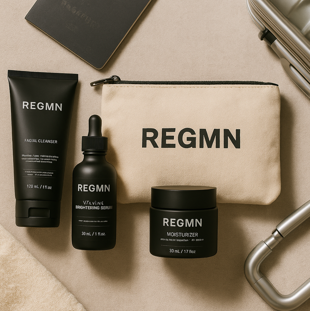 Skincare products on marble