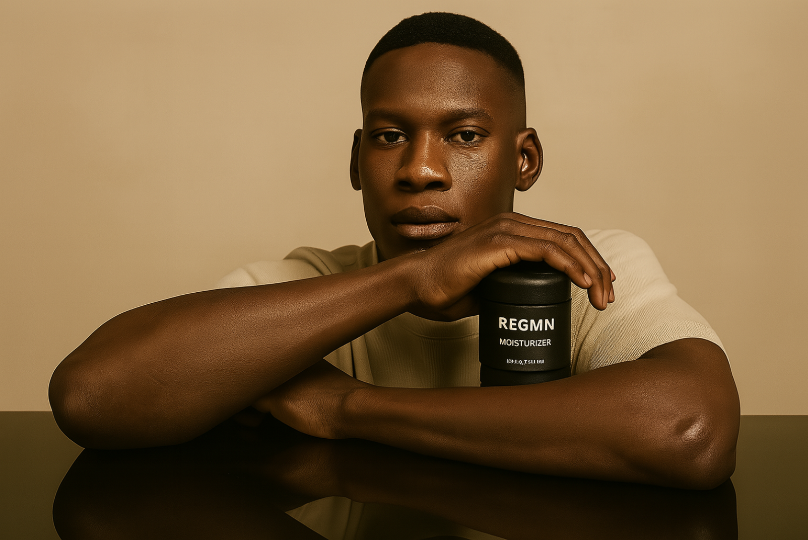 Man with skincare product